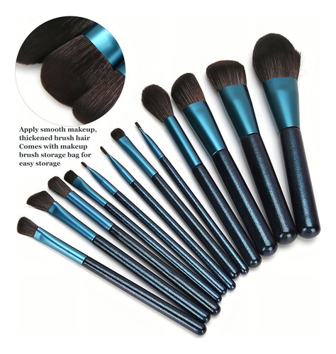 Set de 12 brochas de maquillaje Genérica pinceles de maquillaje pinceles de maquillaje negro