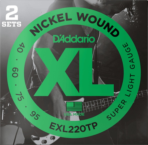 Daddario Xl Nickel Exl220tp Pack 2 Encordados .40 Para Bajo