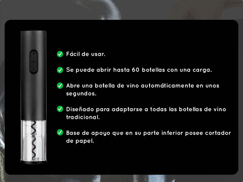 Combo Aireador Vino + Sacacorcho A Pilas Bomba Cortador