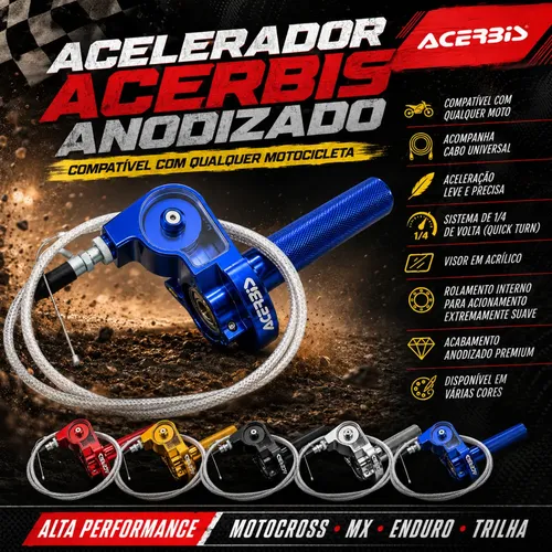 Acelerador Rápido Acerbis Alumínio Vermelho Anodizado + Cabo