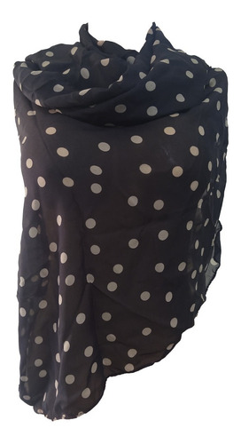 Pashmina / Bufanda Negra Con Puntos Cafe Claro R111