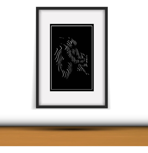Cuadro Decorativo Mujer A Rayas Abstracto Blanco
