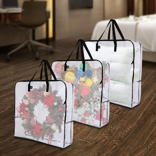 3 Bolsas Plegables Para Juguetes Con Asa Y Cremallera,