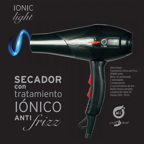 Secador De Pelo Oli Prof Ionico Anti Frizz Con Ultra Led 