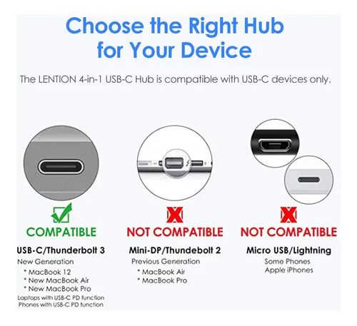 Hub Usb-c Lention 4 En 1 Con Tipo C, Usb 3.0, Usb 2.0 Rose G