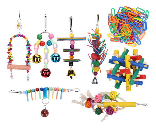 Bird Swing Toys 8pcs Parrots Bloques De Madera Para Morder