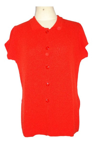 Remera Tejida Boucle De Hilo Rojo Talle L , Impecable