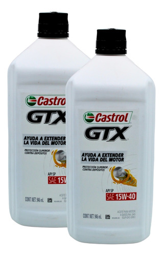 2 Piezas De Aceite Castrol Gtx 15w40 X 946 Ml.