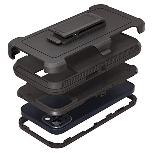 Funda Para iPhone 13 6.1 Pulgada Negro Rugoso A Prueba De-02