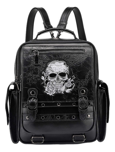 Mochila Steampunk Conveniente Skulls Backpack Para Notebook