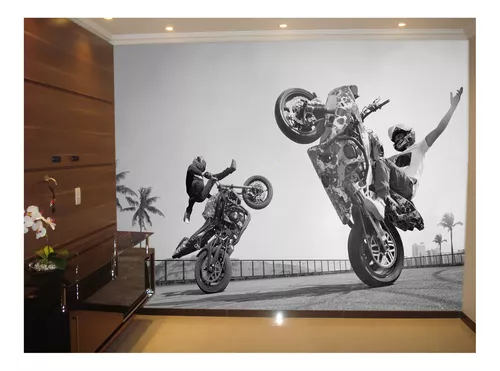 Papel De Parede 3D Moto Grau Empinando Manobra 3,5M Bkm43 - Você Decora -  Papel de Parede - Magazine Luiza