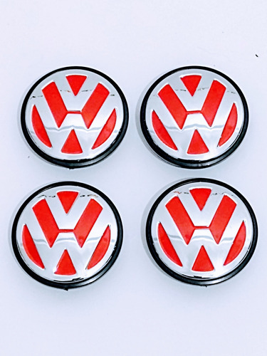 4 Centros Rines Volkswagen Rojo 55mm Vento Polo Jetta Golf