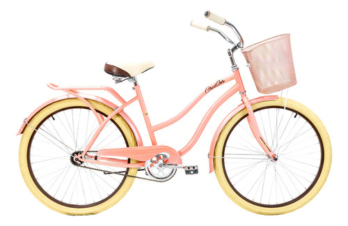 Bicicleta Mercurio Cruiser Retro Salpicaderas Rodada 26 Color Salmón