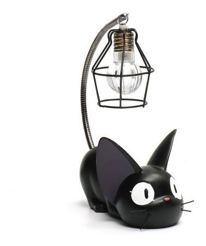 Lindo Gato Negro Luz Noche Resina Artesanía Lámpara 