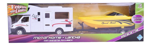 Motorhome Mas Lancha El Duende Azul Pullback Escala 1:48 Personaje Amarillo