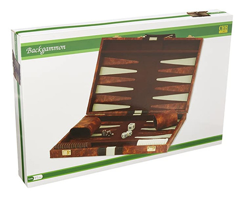 Juego De Backgammon, 18 Pulgadas, Café Y Blanco