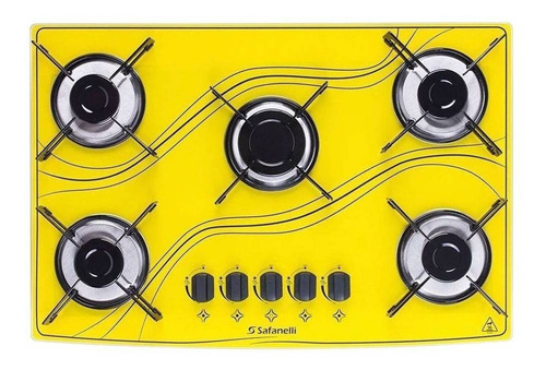 Imagem 1 de 3 de Fogão cooktop gás Safanelli Lines 5 bocas amarelo 127V/220V