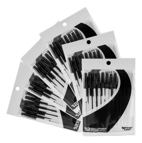 Pack De 6 X 12 Boligrafos Tapa Ventilada Oficina Escuelas Color De La Tinta Negro