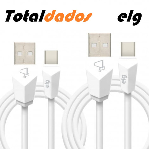 2 Cabos ELG Usb Tipo-c 2.0 - 1 Metro E 2 Metros - Cmbc12wh 