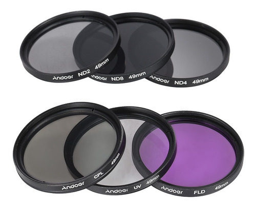 Kit De Filtro De Lente Andoer De 49 Mm Uv+cpl+fld+nd (nd2 Nd