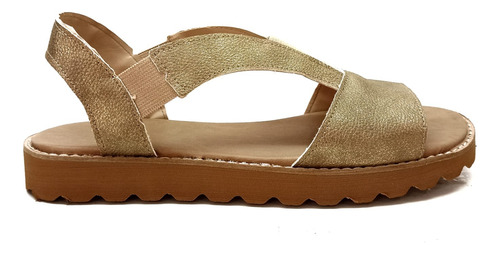 Sandalias De Mujer Elastico Bajas De Cuero Alta Base De Goma