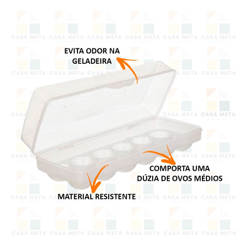 Kit 5 Bandeja Organizadora Porta Ovos 12 Un Atóxico Sanremo Cor Transparente