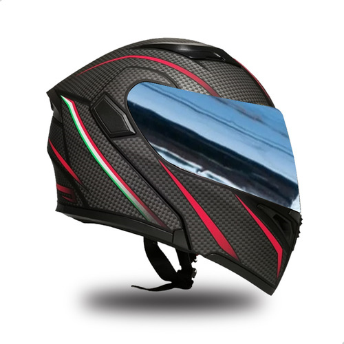 Casco Abatible Half Certificado Dot C/spoiler Veloce Carbon