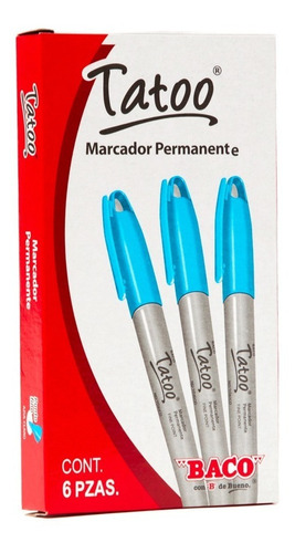 Marcador Permanente Punto Fino Tatoo Azul Claro - Baco M /vc