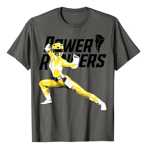 Polera Amarilla Con Logo Power Rangers Karate Action Pose