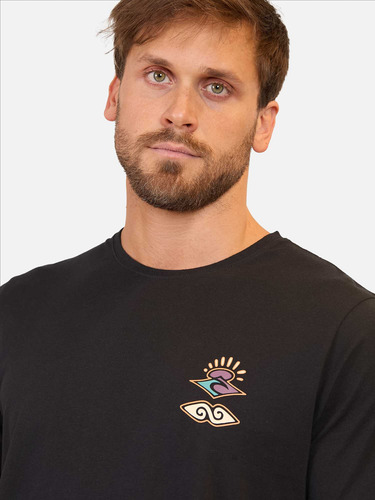 Polera M/c Retro Search Tee Negro Hombre Rip Curl