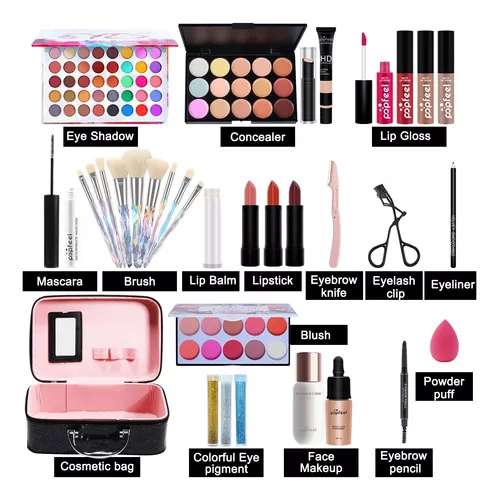  Kit completo de maquillaje todo en uno para mujeres, juegos de  regalo de maquillaje para adolescentes, incluye brocha de maquillaje,  paleta de sombras de ojos, juego de brillo de labios, lápiz