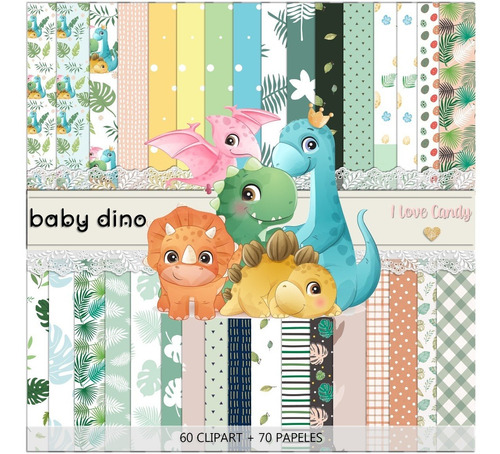Kit Digital Dino Baby Papeles + Imagenes