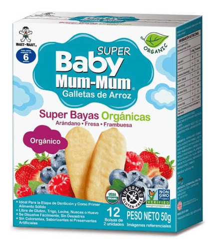 Baby Mum Mum Galletas De Arroz Super Bayas Orgánicas 50 G