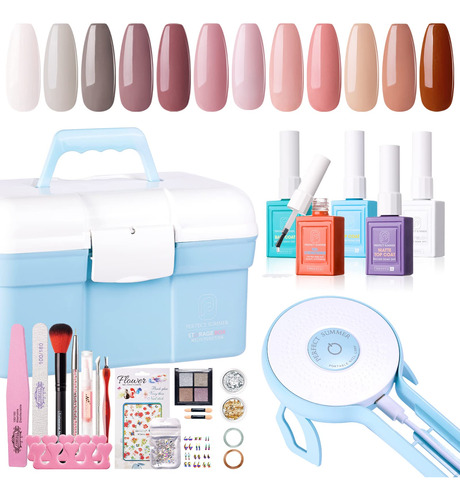 Perfect Summer Kit De Esmalte De Uas De Gel Con Luz Uv, Rega