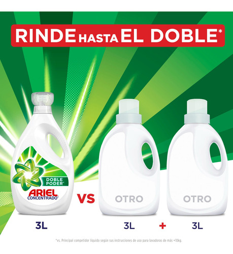 Pack 3 Detergente Líquido Ariel Concentrado Doble Poder 1.8l