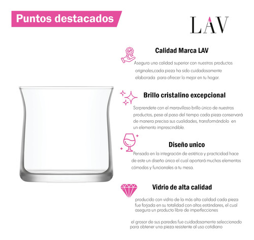 Caja 48 Piezas Vaso Dof Lav De Vidrio Vera 12 1/4 Oz 360 Ml Cristalino