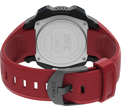 Reloj Timex Ufc Core Shock 45mm 100m Resin Strap Red Malla Rojo Bisel Negro Fondo Negro