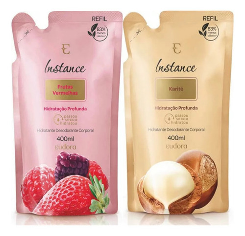 Imagem 1 de 3 de Kit Refil Karité + Frutas Vermelhas 400ml - Eudora