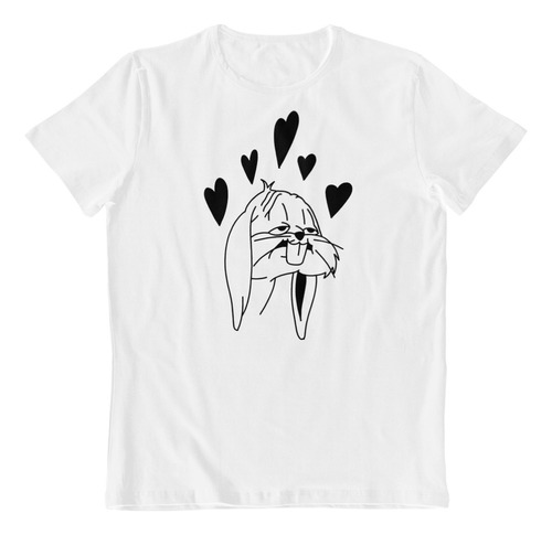 Dtf - Polera Blanca Algodon - Bugs Bunny Looney Tuns Art B/n