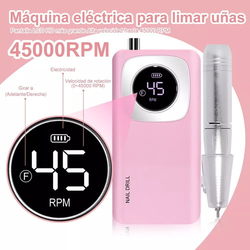 Taladro De Uñas Eléctrico Profesional De 45000 Rpm Recargabl