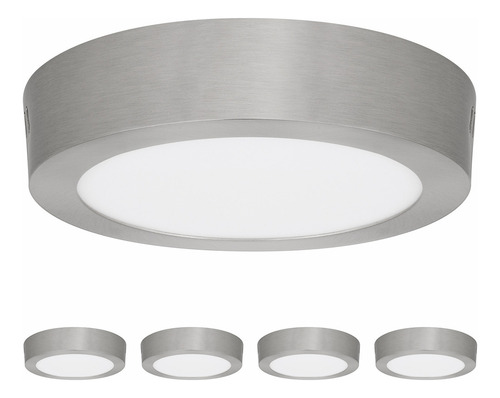 Pack 4 Lámparas Sobreponer 12W, 4000K, Estévez, Color Níquel