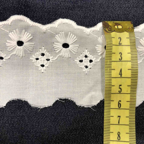Imagen 3 de 4 de Feston Ancho 6 Cm X 13.5 M Algodón Polyester Blanco Juki