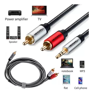 Cable De Audio Plug 3.5mm A 2 Rca Macho 1.8 Metros Netcom