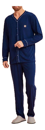 Pijama Masculino Danka Longo Abotoado Azul Marinho - 0120331