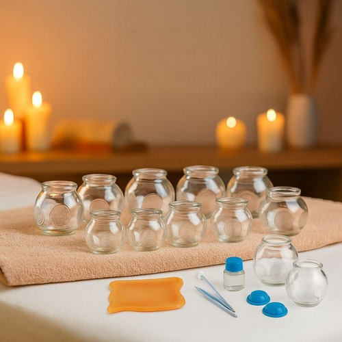 Kit Ventosa De Vidro Terapia Com 14 Peças Completo
