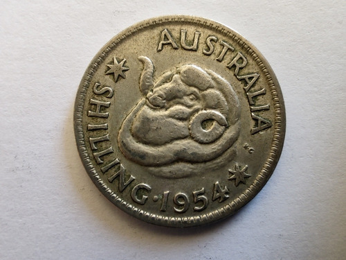 Moneda Australia One Shilling 1954 Plata 0.5 (x1304