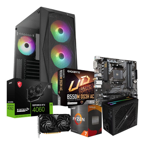 Pc Torre Gamer Ryzen 7 5700x Rtx 4060 8gb 32gb Ram 500gb M.2