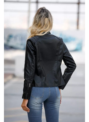 Chamarra De Cuero Para Moto Para Mujer, Abrigo Atractivo