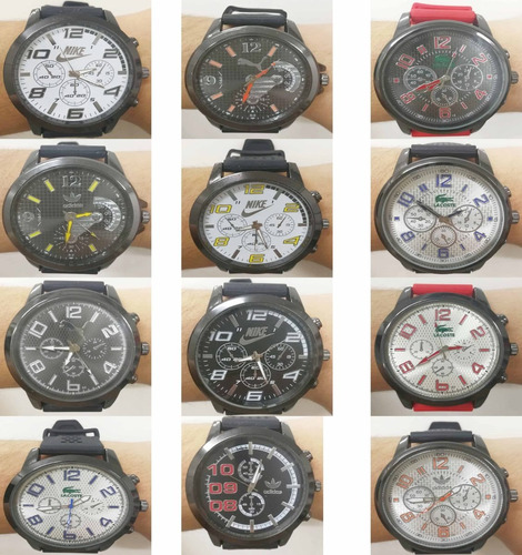Kit C/10 Relógios Masculino Silicone + Expositor Confira Top