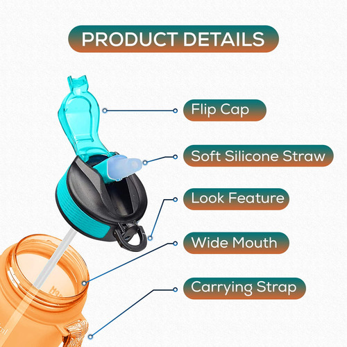 Botella De Agua Potable Sin Bpa A Prueba De Fugas De 32 Oz C